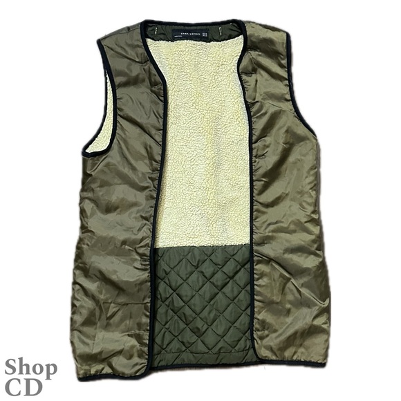 Zara Quilted Olive Vest - Picture 1 of 3